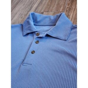 Pebble Beach Mens Blue Textured Performance Golf Polo Shirt Short Sleeve Med
